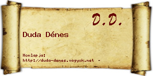 Duda Dénes névjegykártya